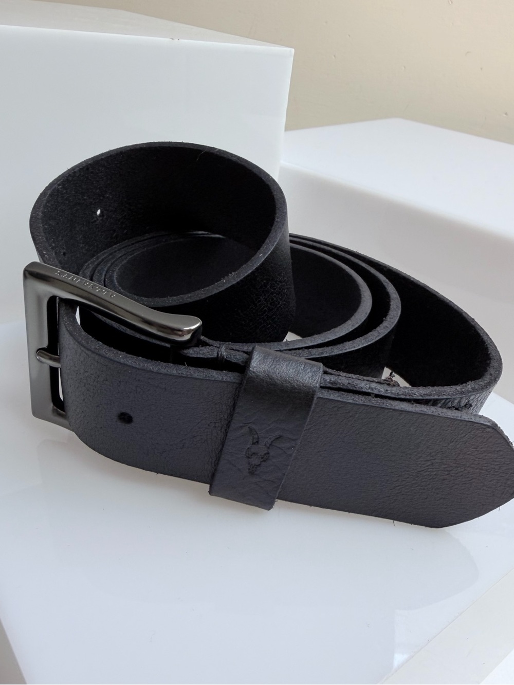 All Saints Men’s Black Leather Belt Size 40